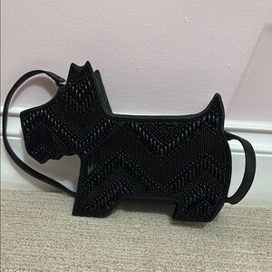 Black Dog Carrier with Textured Surface and Scottish Terrier Design